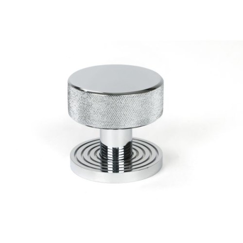 BROMPTON KNURLED MORTICE / RIM DOOR KNOBS - (4 ROSE OPTIONS)